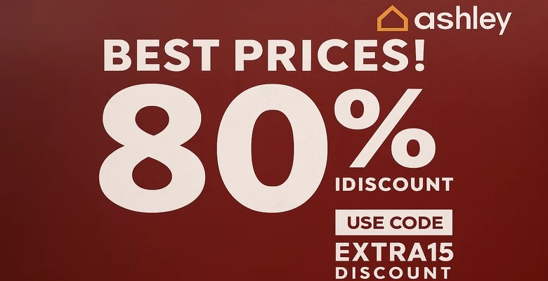 عرض آشلي خصومات حتى 80% وكود خصم إضافي 15% لفترة محدودة!