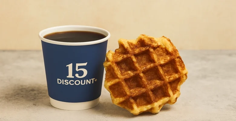 الوافل البلجيكي الأصلي من Drip N Sip بسعر 15 ريال فقط