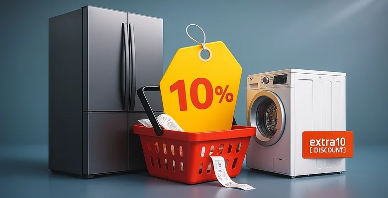 خصم إضافي 10% بدون حد أقصى عند شراء الأجهزة المنزلية من اكسترا