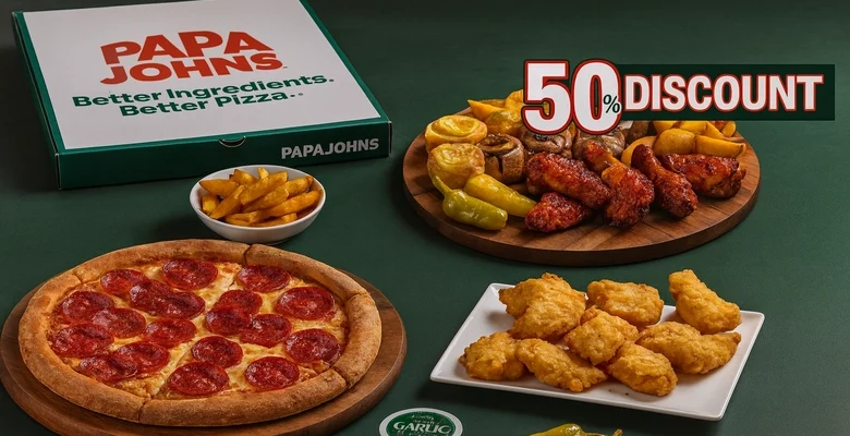استمتع بخصم 50% على أول طلب من بابا جونز