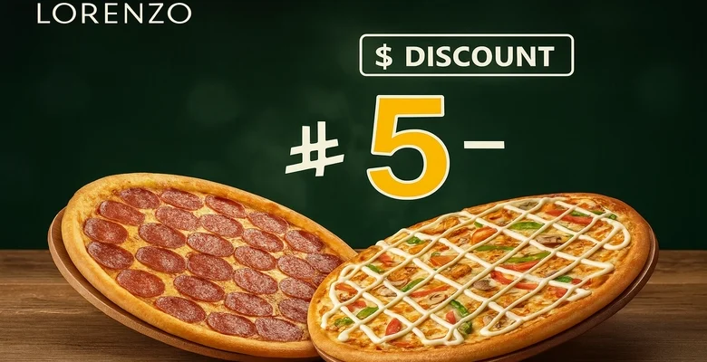 عرض بيتزا لورينزو بيتزا كبيرة والثانية فقط بـ 5 ريال