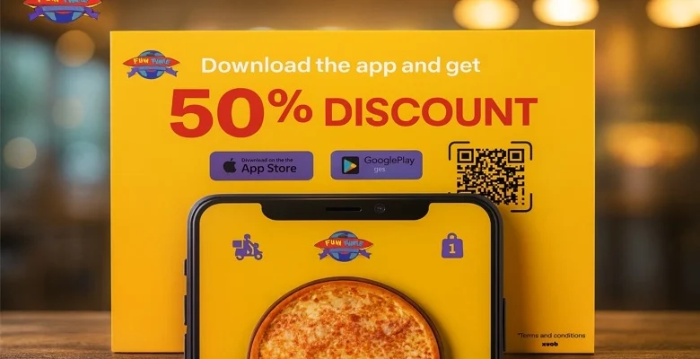 خصم 50% على أول طلب من فن تايم بيتزا عبر التطبيق
